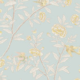 Roseberry with Birds Wallpaper - Powder Blue - by Cole & Son