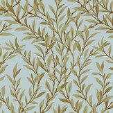 Willow Branch Wallpaper - Olive on Teal - by Cole & Son