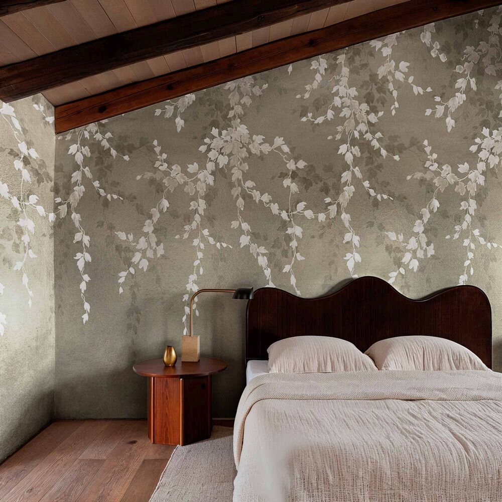 Vine Shadow by Coordonne - Silver - Mural : Wallpaper Direct