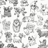 Pooches Wallpaper - Black / White - by Albany