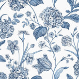 Amelie Hydrangea Wallpaper - White / Blue - by Albany