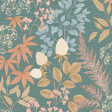 Papier Peint Leafy Trail Grandeco – A78801, Vert/rose, Floral Texturé, Moderne