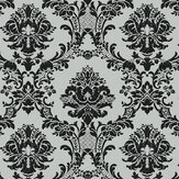 Classic Damask Wallpaper - Silver and Black - by Galerie