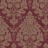 Classic Silks Classic Damask Wallpaper - Cranberry, Gold - by Galerie