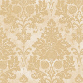 Classic Silks Classic Damask Wallpaper - Dark Cream, Tan, Gold - by Galerie