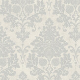 Classic Silks Classic Damask Wallpaper - Silver, Pearl - by Galerie