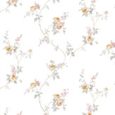 White Wedding Trail Wallpaper - Cream, Grey - by Galerie
