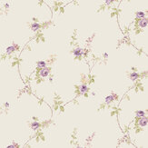 White Wedding Trail Wallpaper - Beige, Purple, Yellow - by Galerie