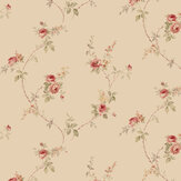 White Wedding Trail Wallpaper - Tan, Red, Yellow - by Galerie