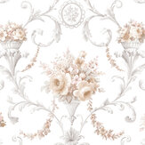 Ornamental Floral Wallpaper - Yellow, Light Pink, Grey - by Galerie