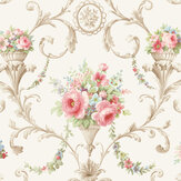Ornamental Floral Wallpaper - Pink, Blue - by Galerie