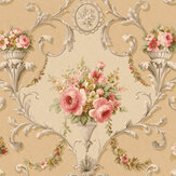 Ornamental Floral Wallpaper - Brown, Red, Yellow - by Galerie