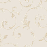 Scroll Wallpaper - Light Stone, Metallic - by Galerie