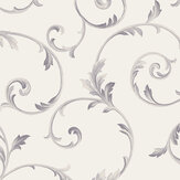 Scroll Wallpaper - Stone, Grey, Metallic Silver - by Galerie