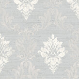 Silk Damask Wallpaper - Silver, Grey - by Galerie