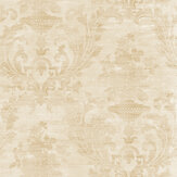 Sari Damask Wallpaper - Pearl, Beige - by Galerie