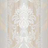 String Damask Wallpaper - Grey, Cream, Silver - by Galerie