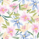 Watercolour Flowers Wallpaper - White - by Arthouse