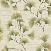 Ginkgo Leaf Trail Wallpaper - Green / Neutral - by Arthouse