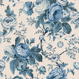 Uffington Roses Wallpaper - Dark Seaspray - by Laura Ashley