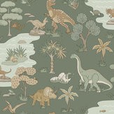 Dino Zoo Wallpaper - Green - by Albany