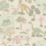 Dino Zoo Wallpaper - Pink / Sage - by Albany