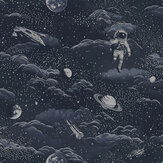 Papier peint Lost In Space - Bleu nuit / argent - Albany