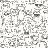 Colour Me Cats Wallpaper - Black / White - by Albany