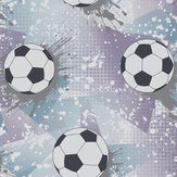 Football Frenzy Wallpaper - Lilac / Silver - by Albany