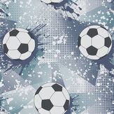 Football Frenzy Wallpaper - Navy / Teal - by Albany
