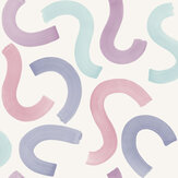 Curly Confetti Wallpaper - Aqua / Lilac / Pink - by Albany