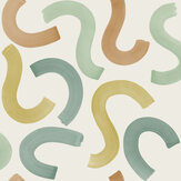 Curly Confetti Wallpaper - Ochre / Orange / Teal - by Albany