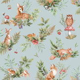 Forest Friends Wallpaper - Duckegg Blue - by Albany