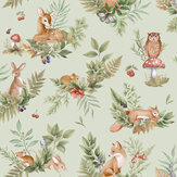 Forest Friends Wallpaper - Sage - by Albany
