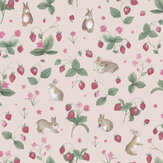 Papier peint Bunnies and Berries - Rose - Albany