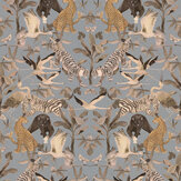 Magic Animals Mural - Light Blue Fog - by Galerie