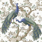 Belvedere Wallpaper - Green / Royal Blue - by Laura Ashley