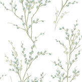 Pussy Willow Wallpaper - Eucalyptus - by Laura Ashley