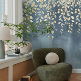 Gilded Bloom Panel Mural - Blue - by Cosmo Living by Cosmopolitan