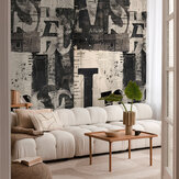 Newspaper Panel Mural - Grey - by Cosmo Living by Cosmopolitan