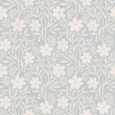 Berry Floral Wallpaper - Soft Blue - by Arthouse