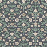 Modern Floral Damask Wallpaper - Navy - by Arthouse