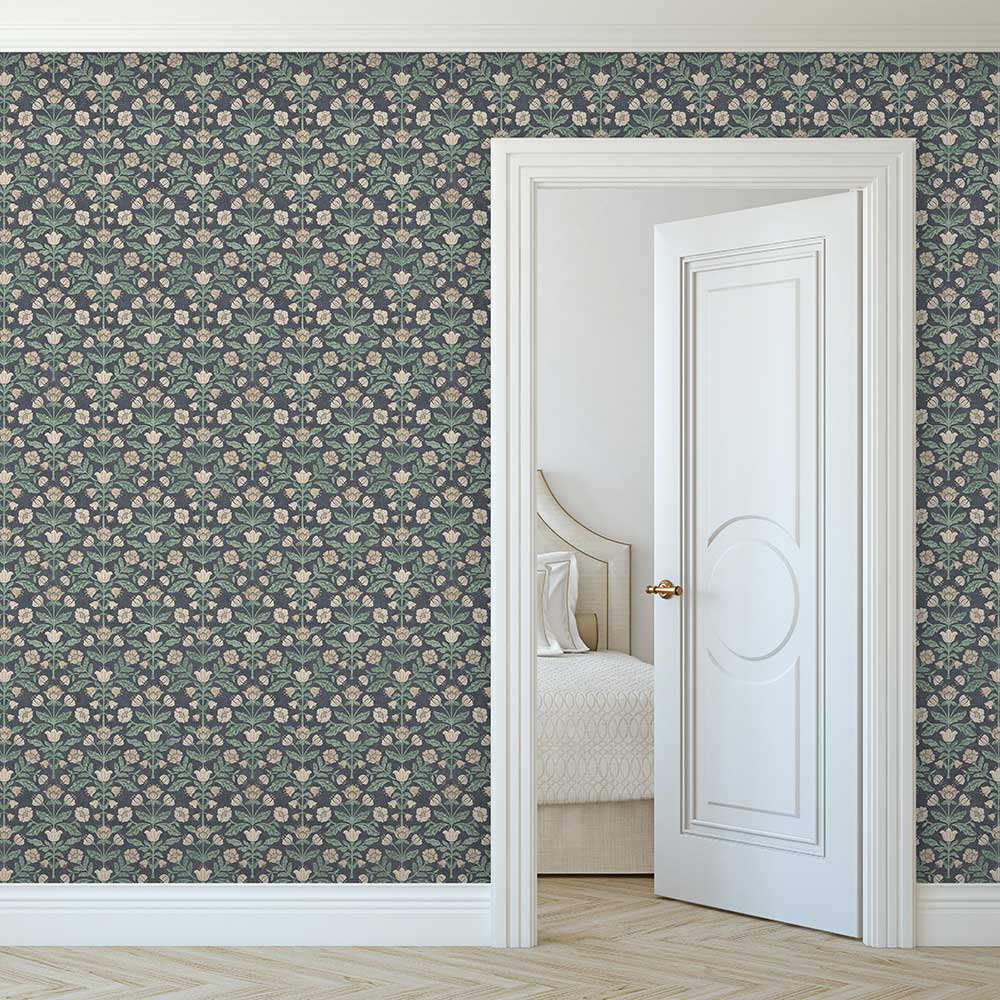 Modern Floral Damask by Arthouse - Navy - Wallpaper : Wallpaper Direct