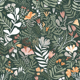 Brittsommar Wallpaper - Pink / Green - by Galerie