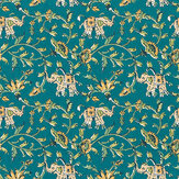 Hathi Wallpaper - Teal - by Clarke & Clarke