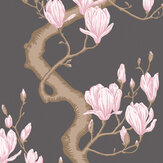 Magnolia Tree Wallpaper - Charcoal and Soft Pink - by Cole & Son