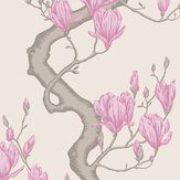 Magnolia Tree Wallpaper - Parchment and Soft Fuchsia - by Cole & Son