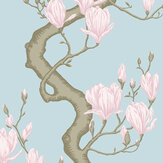 Magnolia Tree Wallpaper - Sky Blue and Blush - by Cole & Son