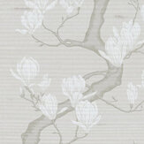 Magnolia Tree Silk Wallpaper - Raw Slub Silk – Soft Cream and Powder - by Cole & Son