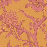 Paradise Tree Wallpaper - Tangerine and Hibiscus  - by Cole & Son. Click for more details and a description.